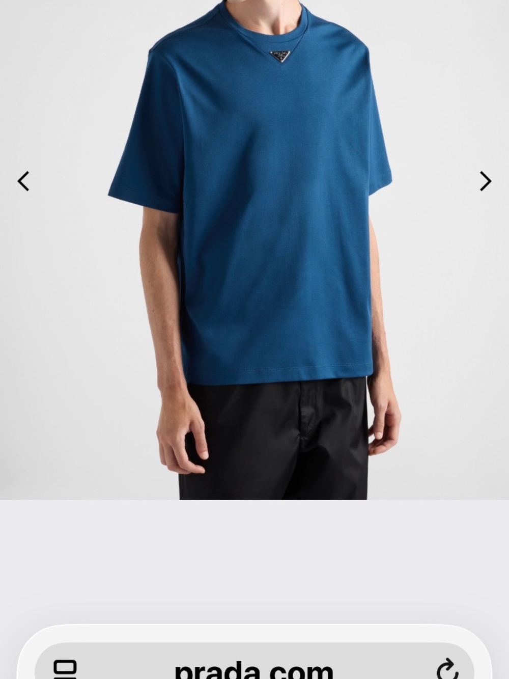 MEN'S AUTHENTIC PRADA AVIATOR BLUE COTTON T-SHIRT TRIANGLE SIZE M OVERSIZED - Picture 4 of 7